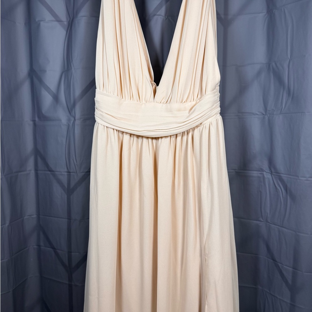 Lulu's Cream Backless Halter Dress - Picture 2 of 5